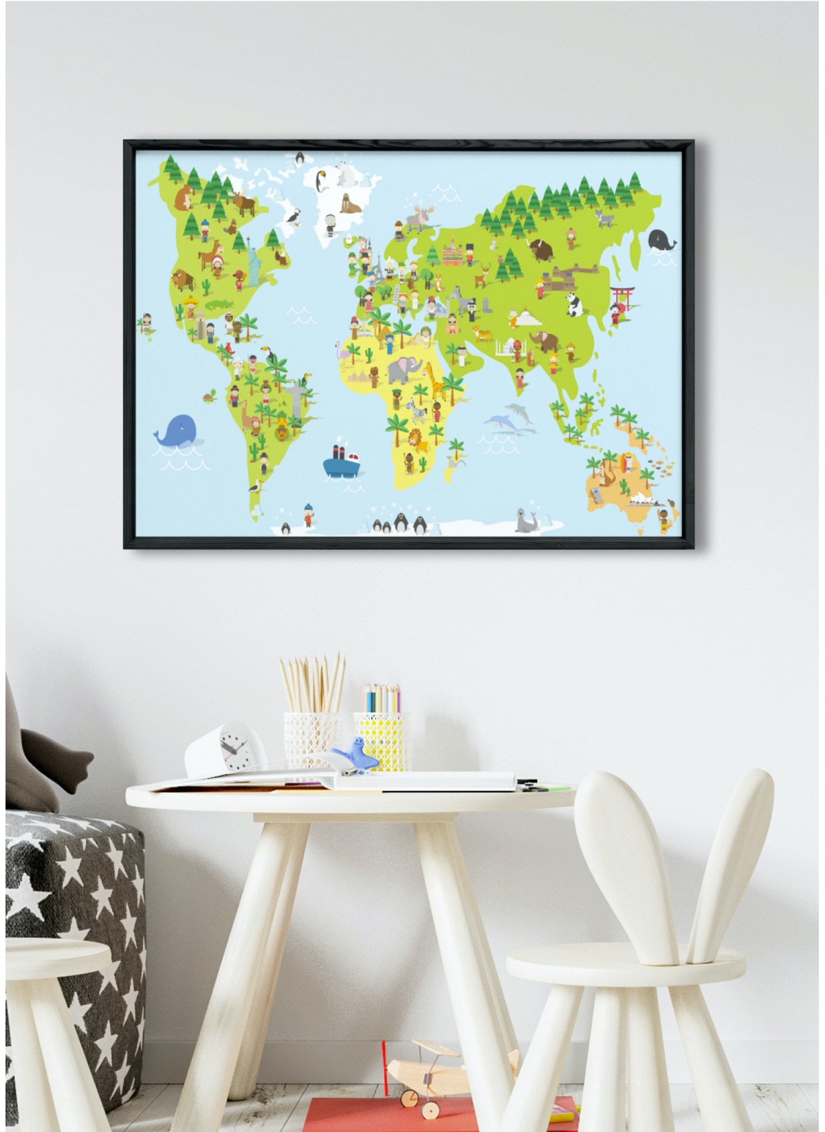 Carte du monde Enfant, superbe Poster