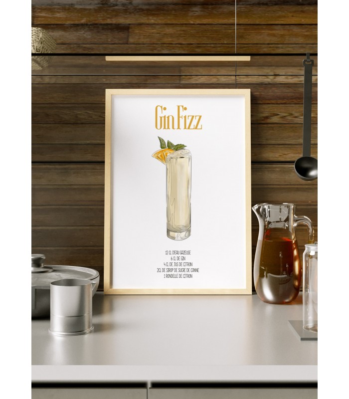 Affiche Cocktail Gin Fizz