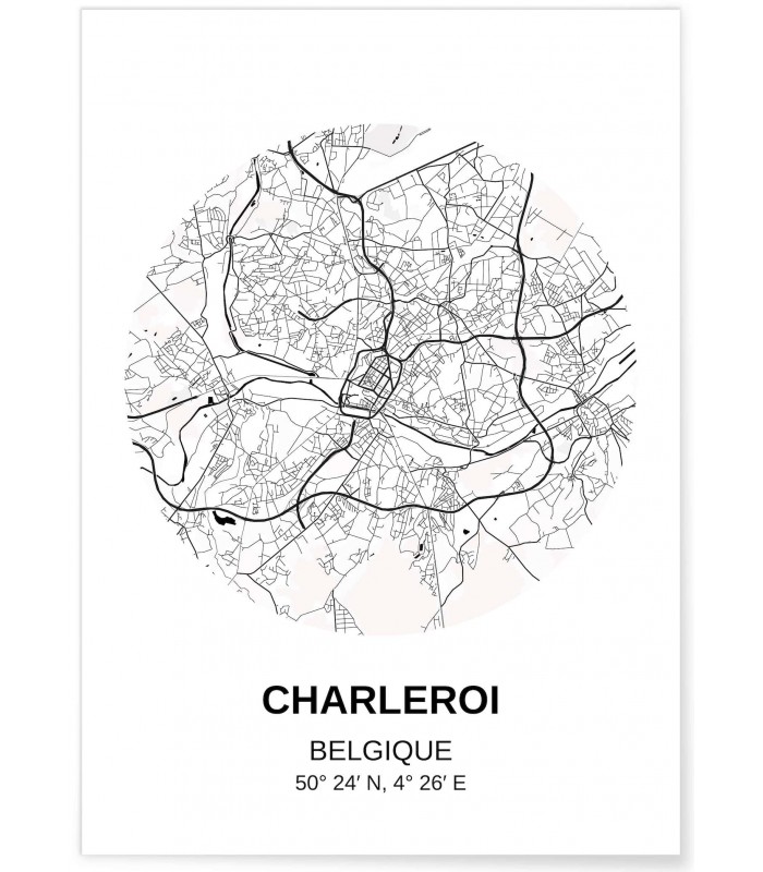 Affiche Carte Charleroi