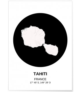 Affiche Carte Tahiti
