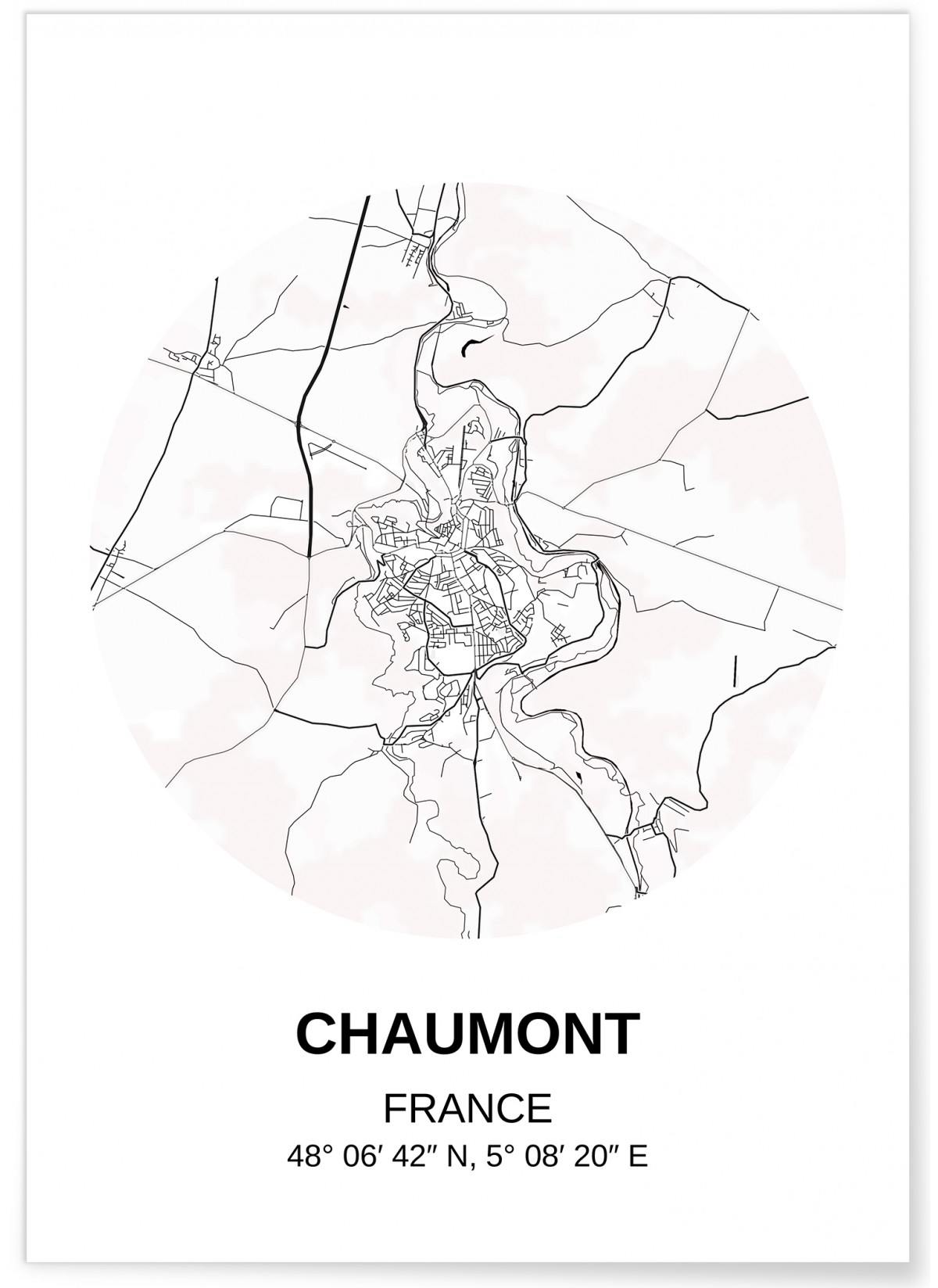 Carte Chaumont, Affiche Ville à afficher dans le salon L’Afficherie