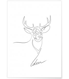 Affiche Line Art Deer