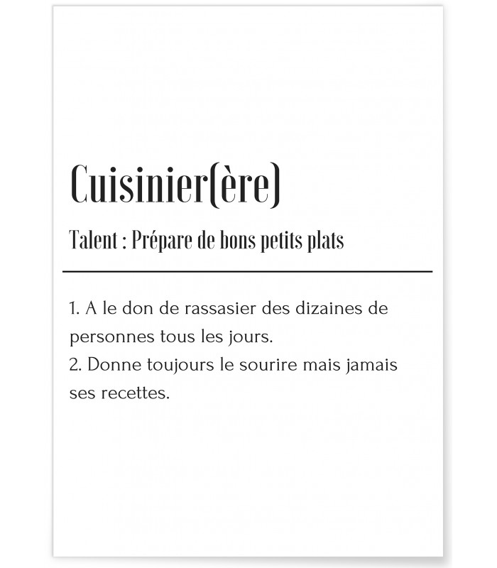 Affiche Définition Cuisinier