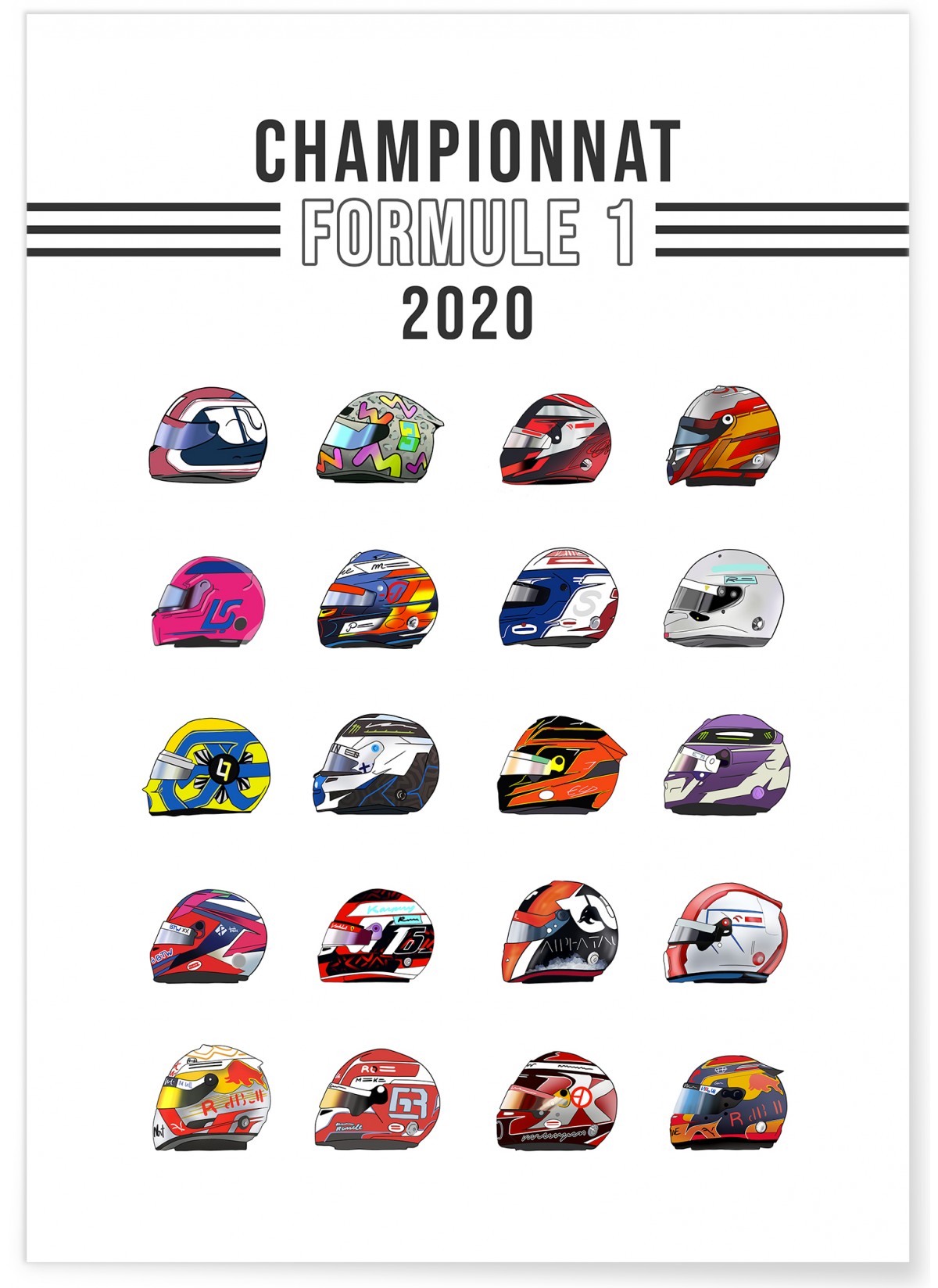 Affiche des Champions du Monde de Formule 1 F1 