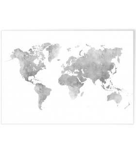 Poster Carte du monde argent
