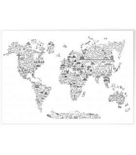 Poster Carte du monde Icônes