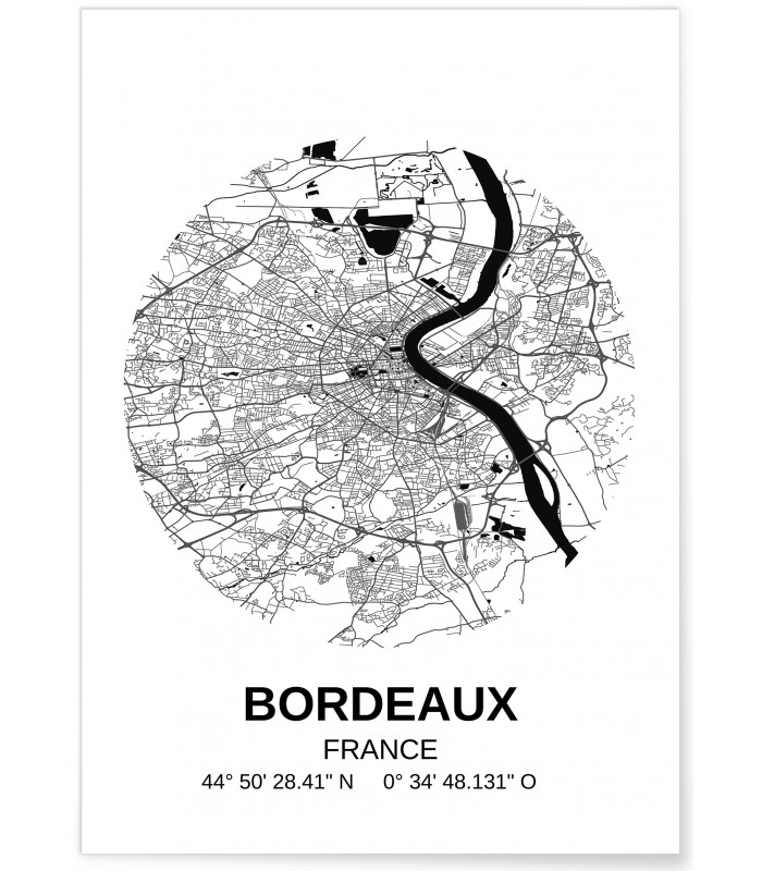 Poster Carte Bordeaux