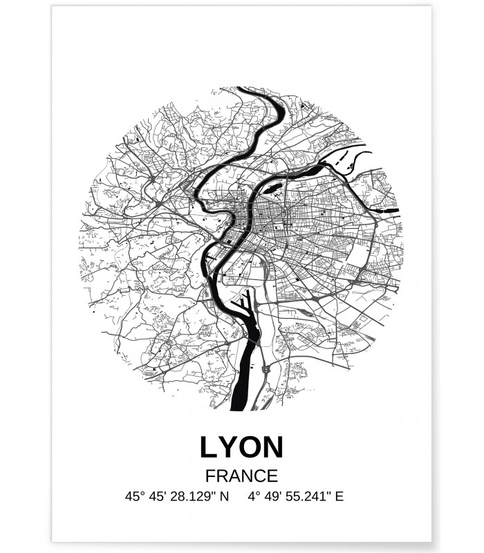 Poster Carte Lyon