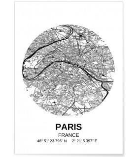 Poster Carte Paris