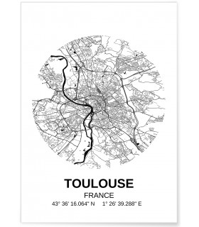 Poster Carte Toulouse