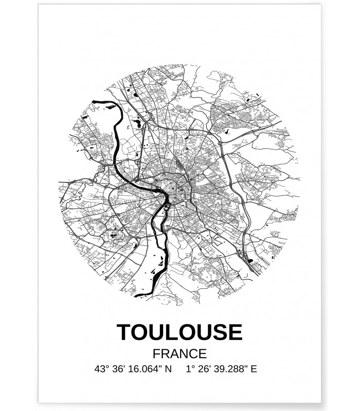 Poster Carte Toulouse