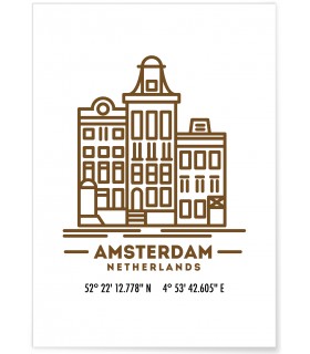 Poster Coordonnées Amsterdam