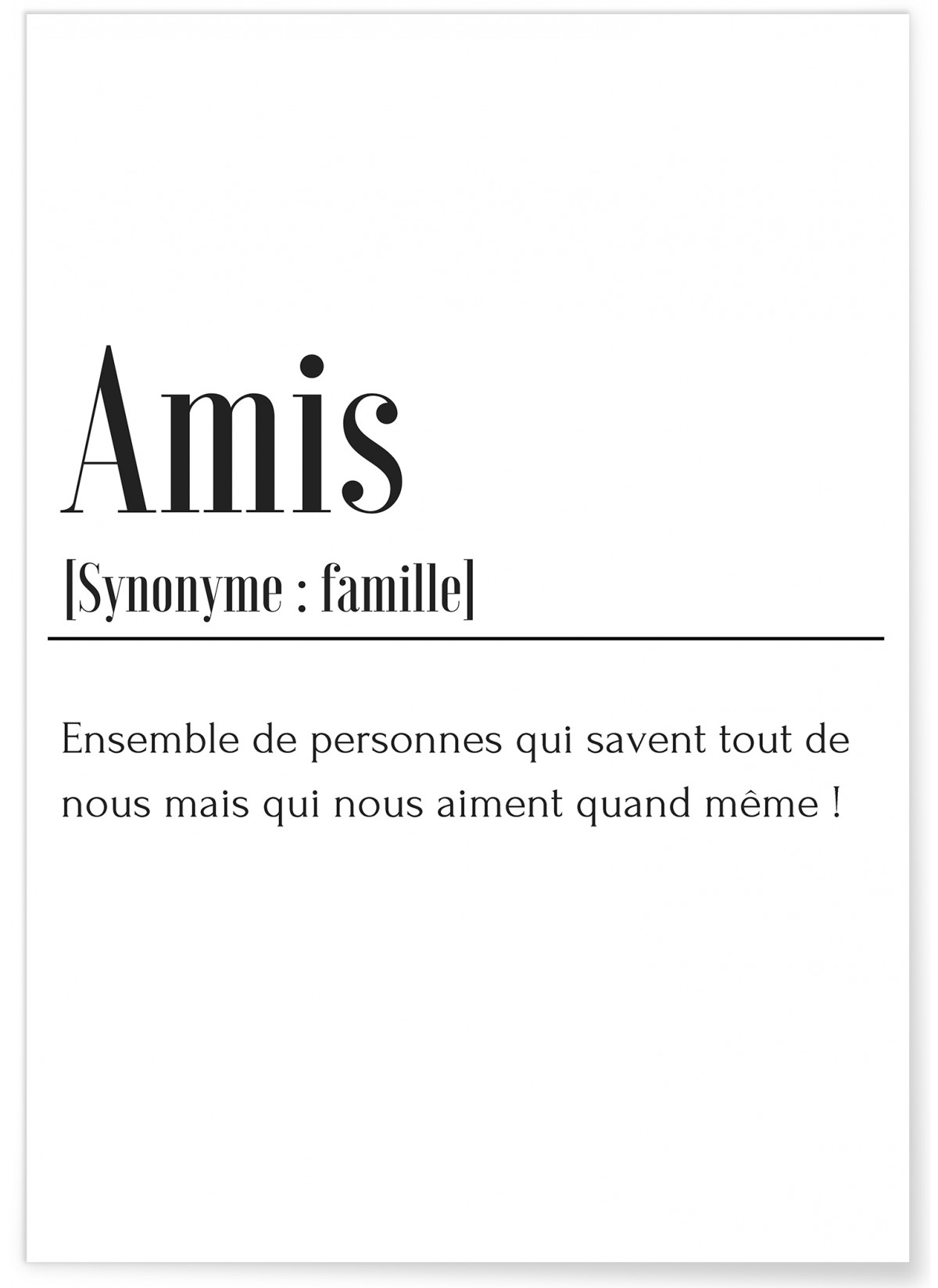 Amis, Affiche Définition à offrir à un ami L’Afficherie