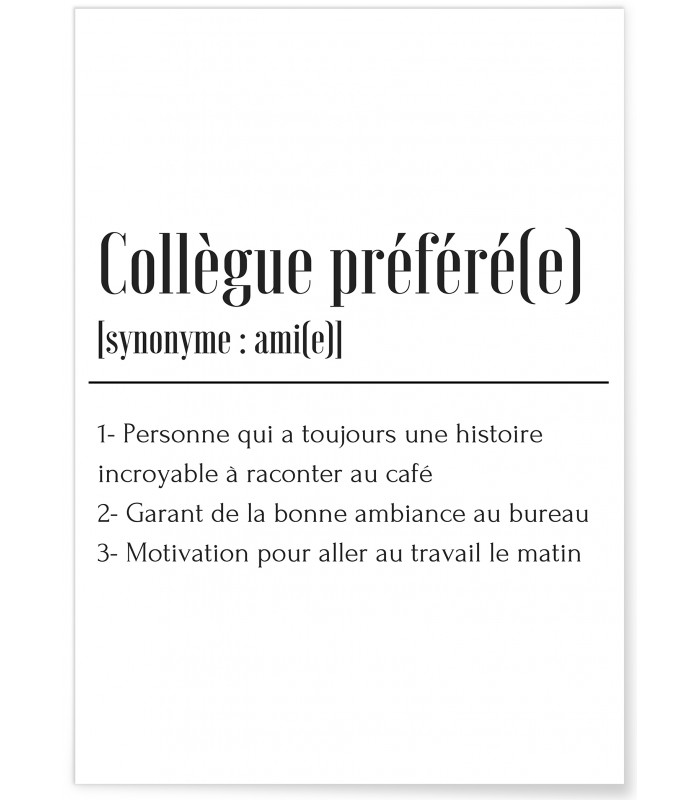 Affiche Définition Collègue préféré(e)