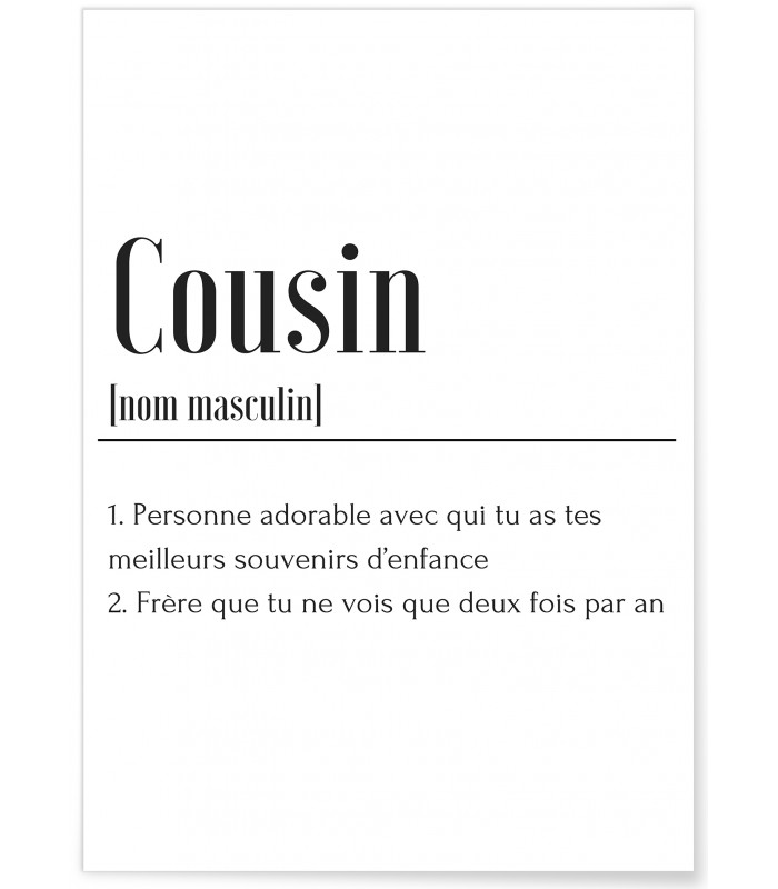 Affiche Définition Cousin