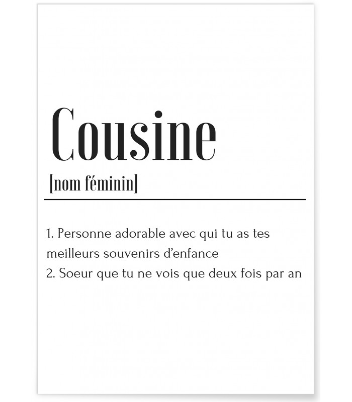 Affiche Définition Cousine