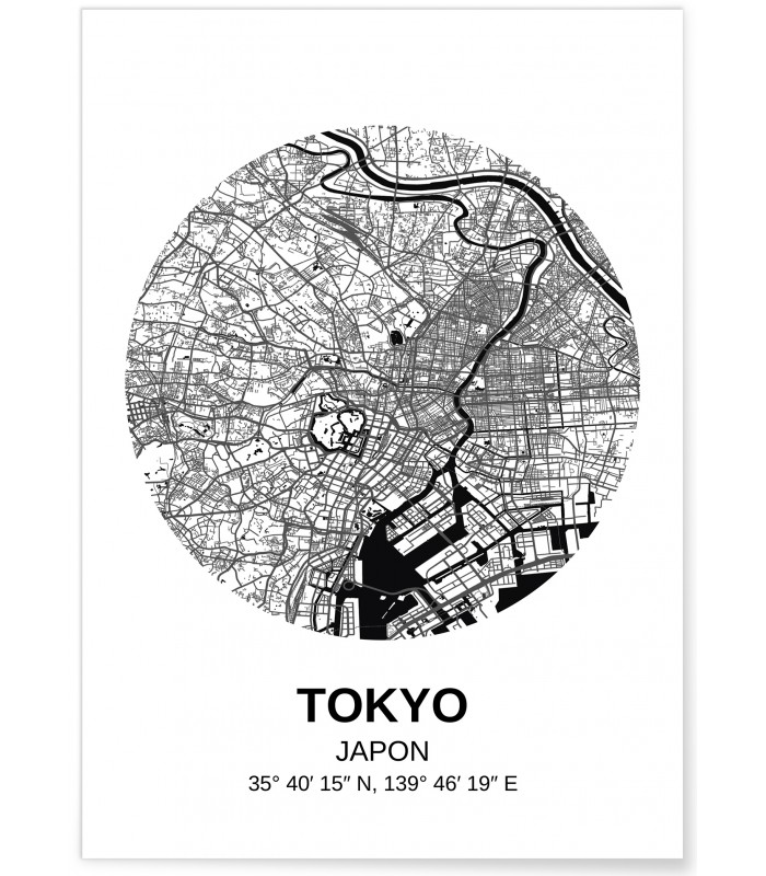 Affiche Carte Tokyo