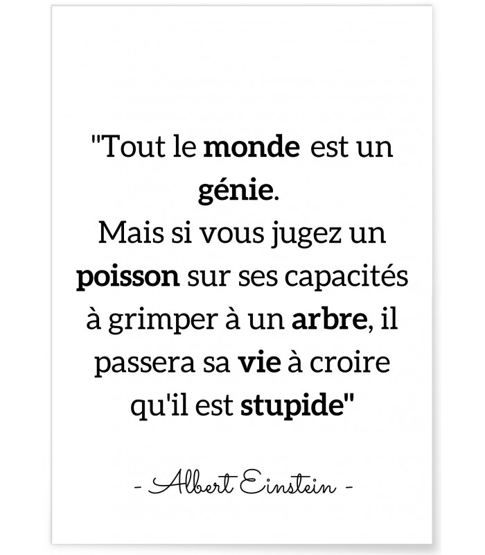 Affiche Albert Einstein : "Tout le monde..."