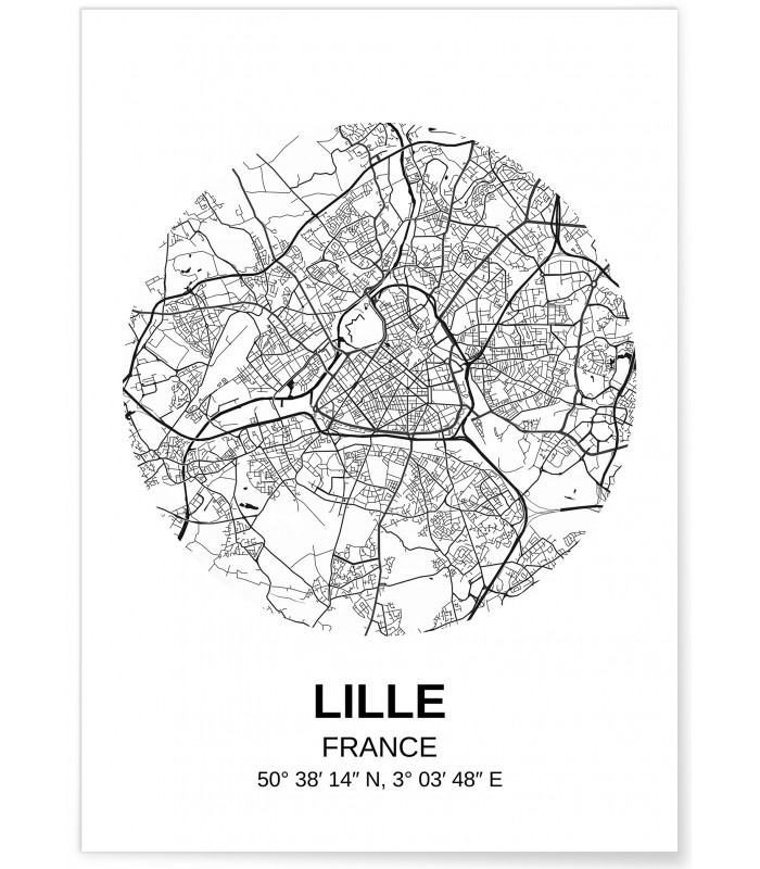 Affiche Carte Lille