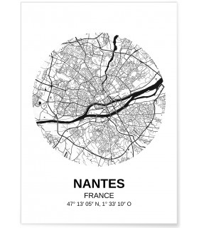 Affiche Carte Nantes