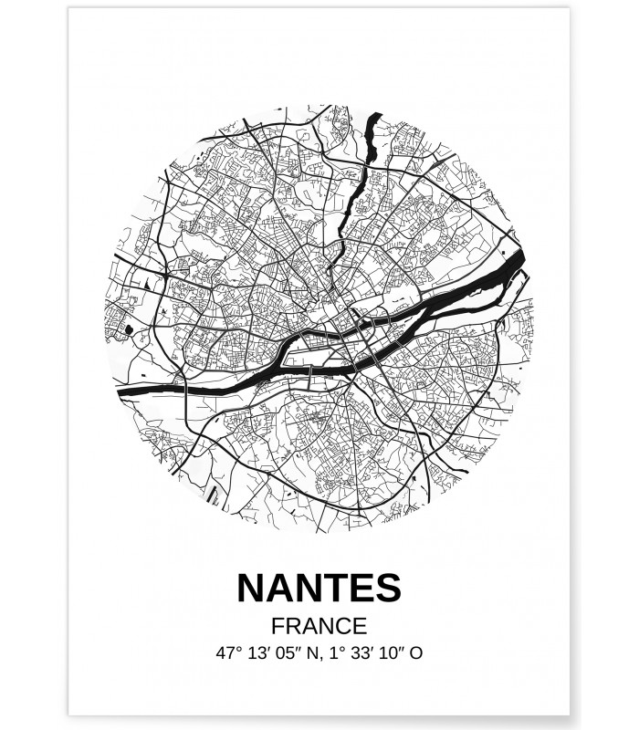 Affiche Carte Nantes