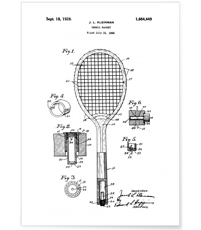 Affiche Brevet raquette tennis