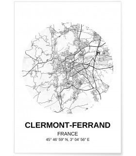 Affiche Carte Clermont-Ferrand