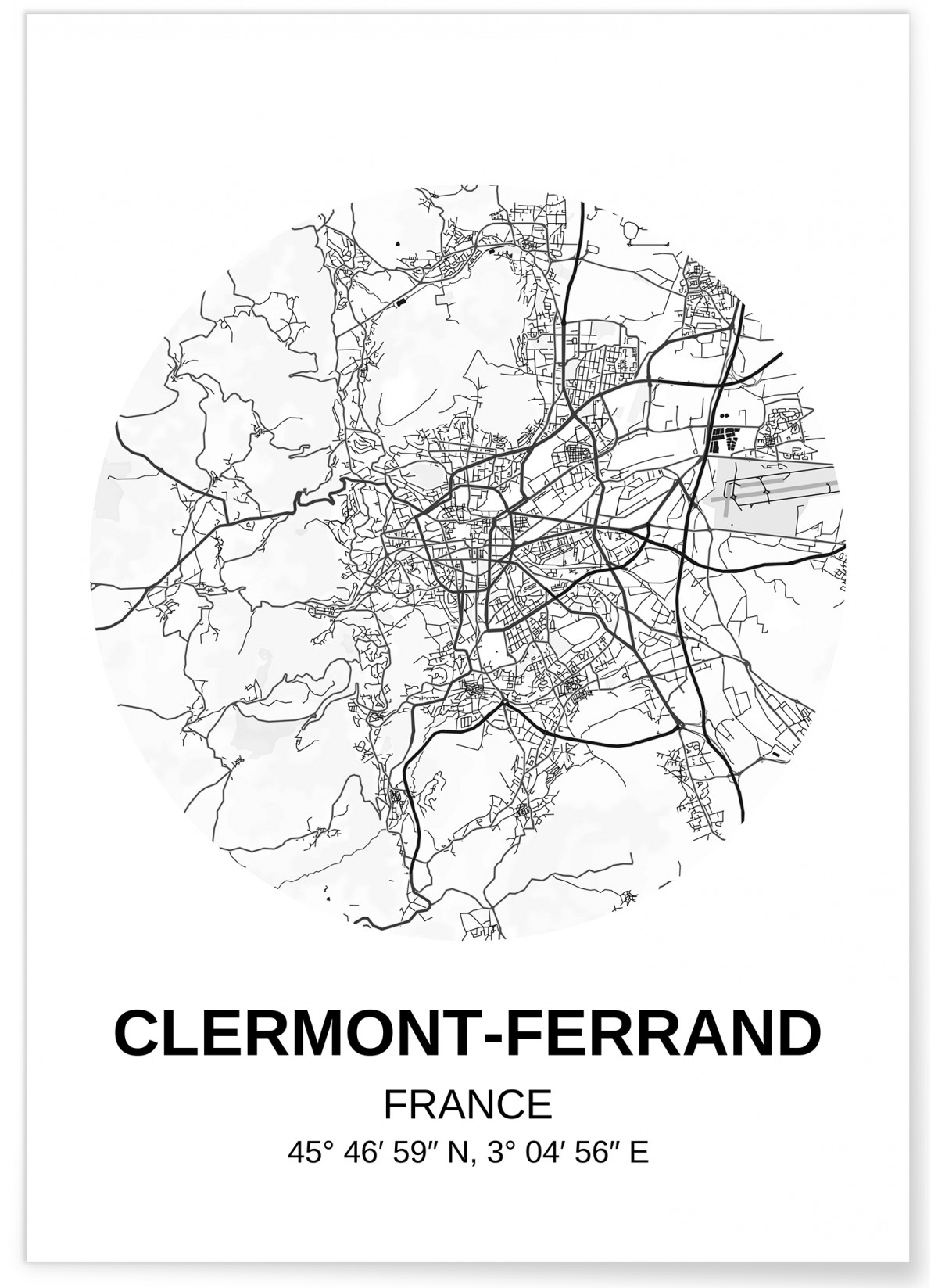Affiche Carte Clermont-Ferrand