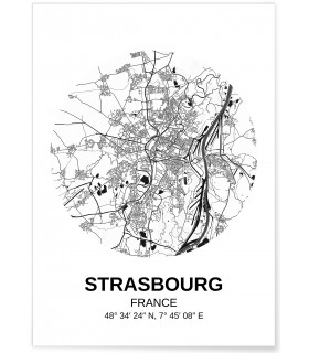Affiche Carte Strasbourg