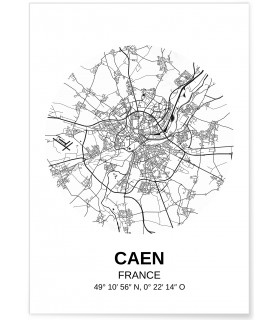 Affiche Carte Caen