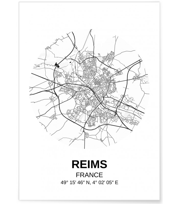 Affiche Carte Reims