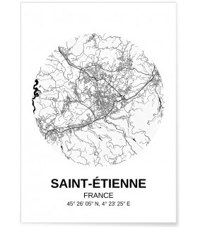 Affiche Carte Saint-Etienne