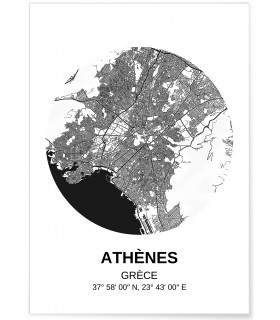 Affiche Carte Athènes