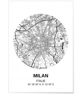 Affiche Carte Milan