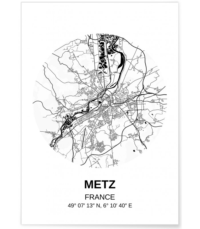 Affiche Carte Metz