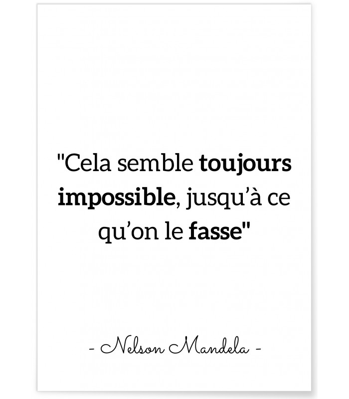 Affiche Mandela "Cela semble toujours..."