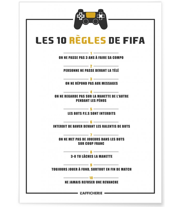 Affiche "Les 10 règles Fifa"