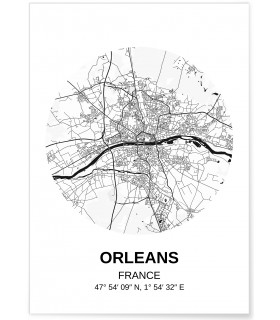 Affiche Carte Orléans