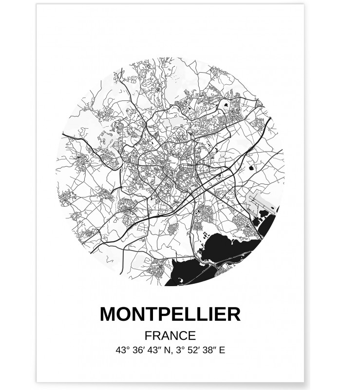 Affiche Carte Montpellier