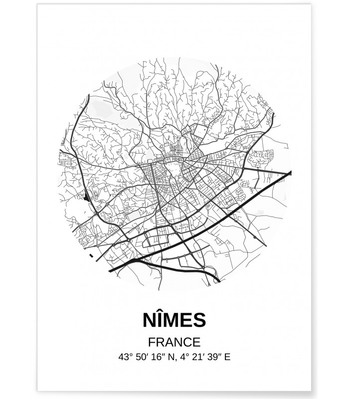 Affiche Carte Nîmes