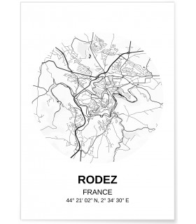 Affiche Carte Rodez