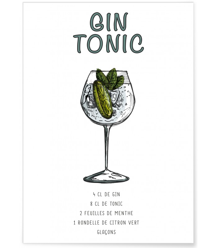 Affiche Cocktail Gin Tonic