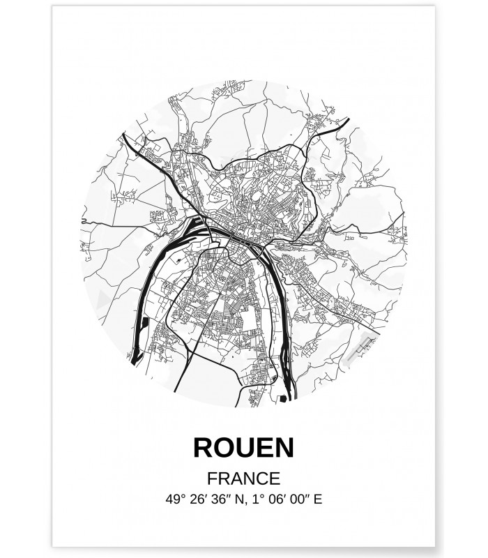 Affiche Carte Rouen