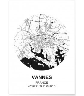 Affiche Carte Vannes
