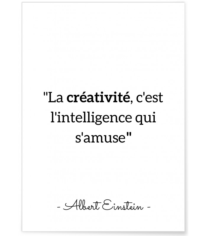 Affiche Einstein "La créativité..."