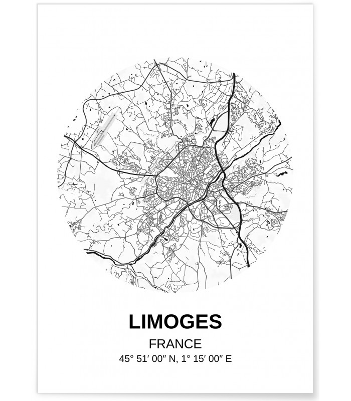 Affiche Carte Limoges