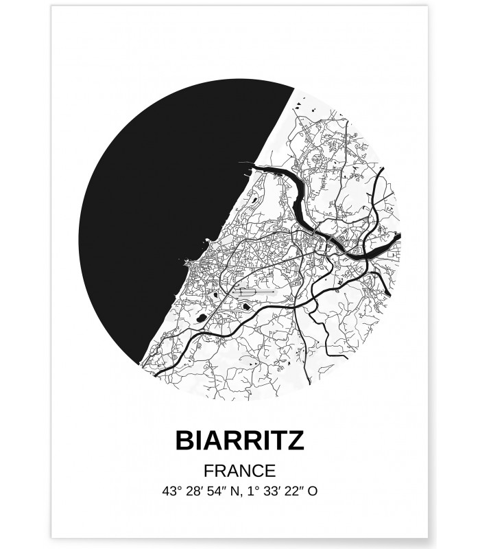 Affiche Carte Biarritz