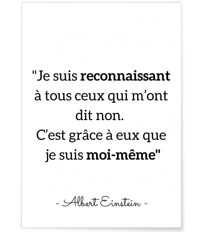 Poster Einstein "Je suis reconnaissant à tous..."