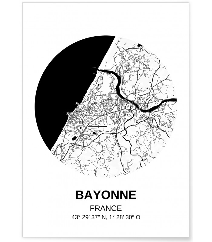 Affiche Carte Bayonne