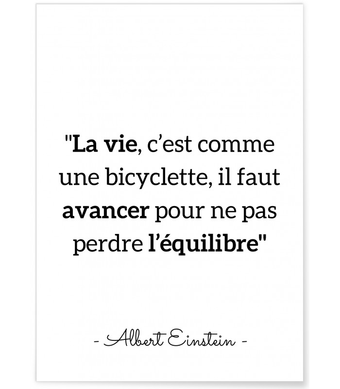 Affiche Einstein "La vie, c'est comme..."